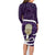 Purple New Zealand Eel Family Matching Long Sleeve Bodycon Dress and Hawaiian Shirt Aotearoa Maori Tuna With Kotiate Weapon