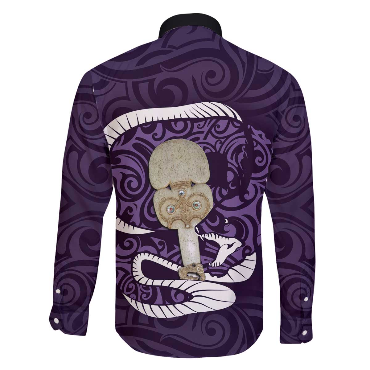 Purple New Zealand Eel Family Matching Off Shoulder Short Dress and Hawaiian Shirt Aotearoa Maori Tuna With Kotiate Weapon