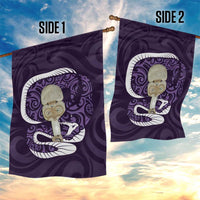 Purple New Zealand Eel Garden Flag Aotearoa Maori Tuna With Kotiate Weapon LT14 - Polynesian Pride