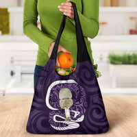 Purple New Zealand Eel Grocery Bag Aotearoa Maori Tuna With Kotiate Weapon LT14 - Polynesian Pride