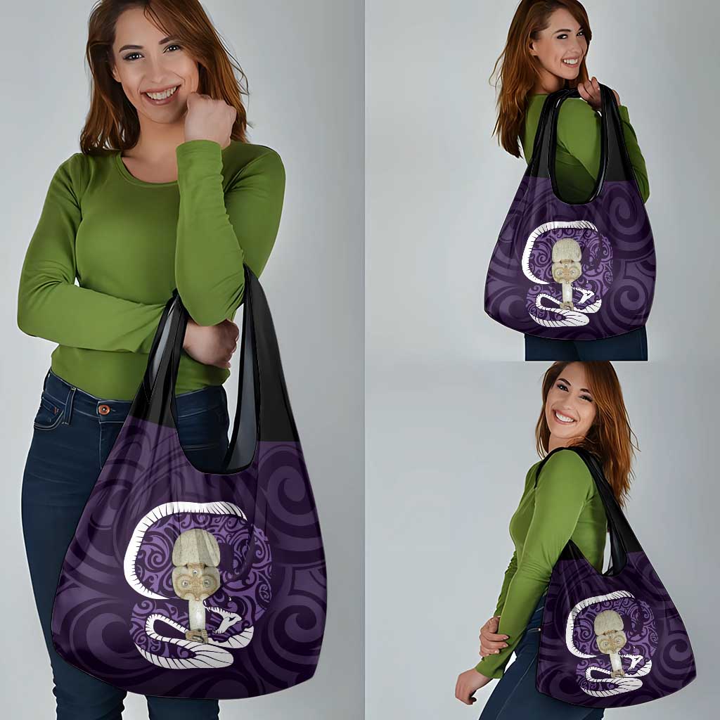 Purple New Zealand Eel Grocery Bag Aotearoa Maori Tuna With Kotiate Weapon LT14 - Polynesian Pride