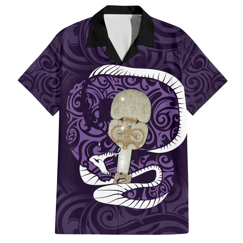 Purple New Zealand Eel Hawaiian Shirt Aotearoa Maori Tuna With Kotiate Weapon LT14 Purple - Polynesian Pride