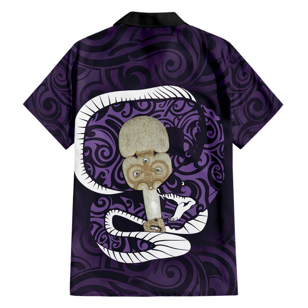 Purple New Zealand Eel Hawaiian Shirt Aotearoa Maori Tuna With Kotiate Weapon LT14 - Polynesian Pride