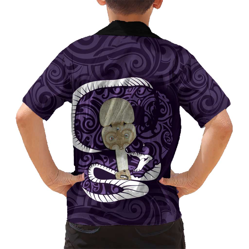 Purple New Zealand Eel Hawaiian Shirt Aotearoa Maori Tuna With Kotiate Weapon LT14 - Polynesian Pride