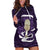 Purple New Zealand Eel Hoodie Dress Aotearoa Maori Tuna With Kotiate Weapon