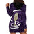 Purple New Zealand Eel Hoodie Dress Aotearoa Maori Tuna With Kotiate Weapon