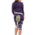 Purple New Zealand Eel Long Sleeve Bodycon Dress Aotearoa Maori Tuna With Kotiate Weapon