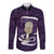 Purple New Zealand Eel Long Sleeve Button Shirt Aotearoa Maori Tuna With Kotiate Weapon