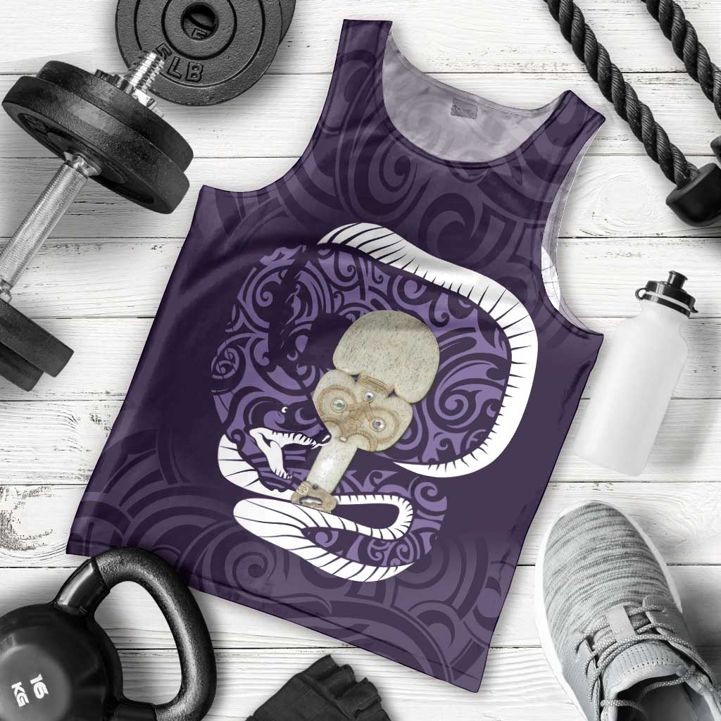 Purple New Zealand Eel Men Tank Top Aotearoa Maori Tuna With Kotiate Weapon LT14 - Polynesian Pride