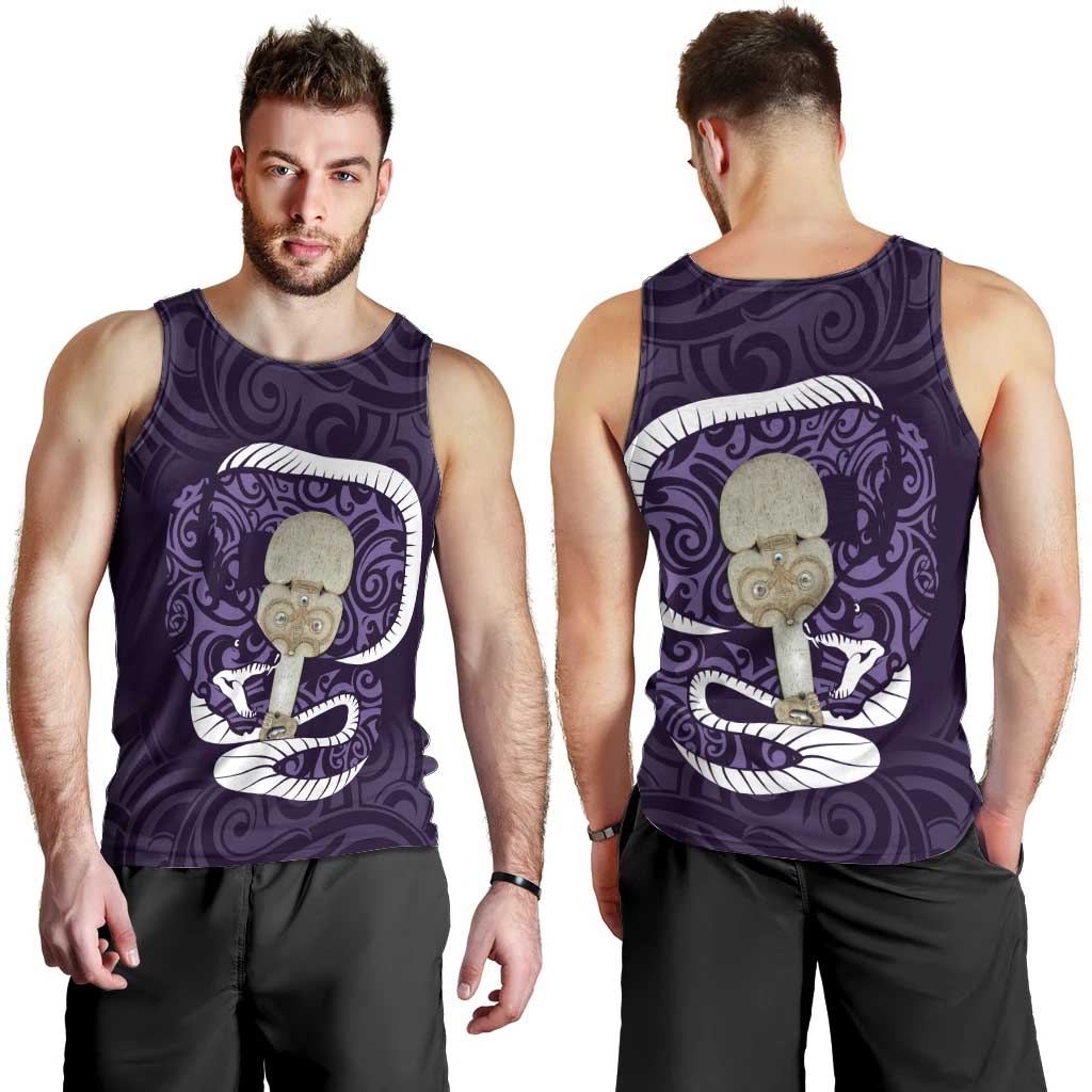 Purple New Zealand Eel Men Tank Top Aotearoa Maori Tuna With Kotiate Weapon LT14 - Polynesian Pride