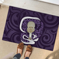 Purple New Zealand Eel Rubber Doormat Aotearoa Maori Tuna With Kotiate Weapon LT14 - Polynesian Pride