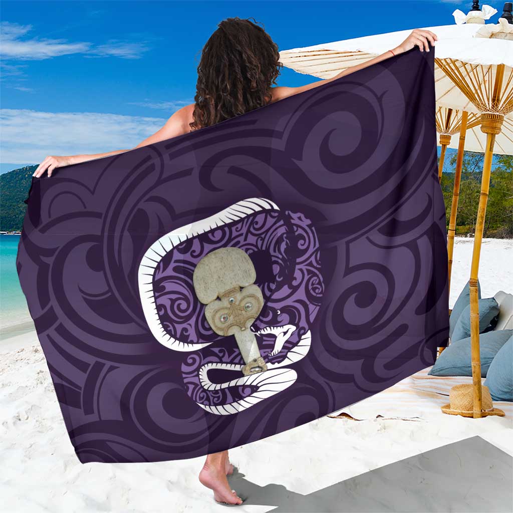 Purple New Zealand Eel Sarong Aotearoa Maori Tuna With Kotiate Weapon