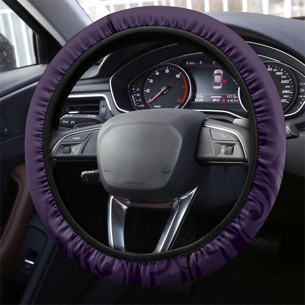 Purple New Zealand Eel Steering Wheel Cover Aotearoa Maori Tuna With Kotiate Weapon LT14 - Polynesian Pride