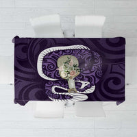 Purple New Zealand Eel Tablecloth Aotearoa Maori Tuna With Kotiate Weapon