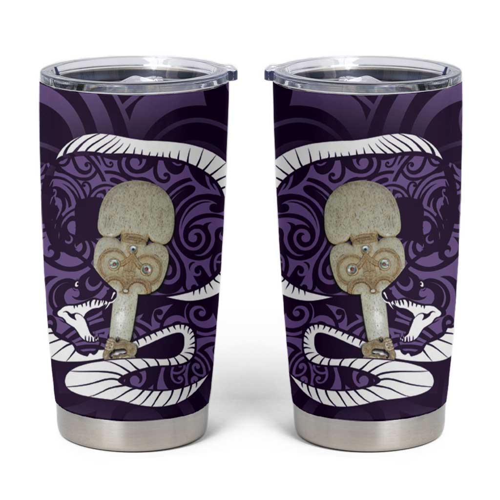 Purple New Zealand Eel Tumbler Cup Aotearoa Maori Tuna With Kotiate Weapon LT14 Purple - Polynesian Pride