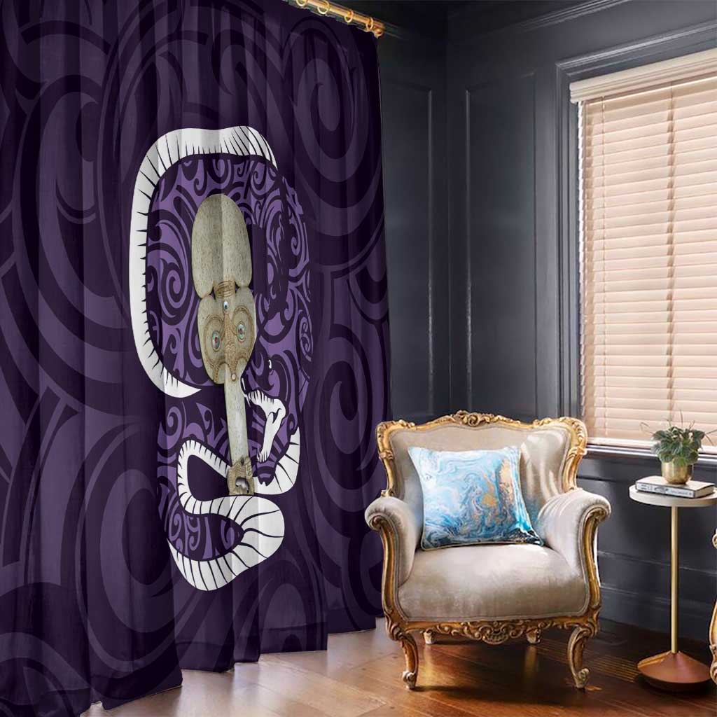 Purple New Zealand Eel Window Curtain Aotearoa Maori Tuna With Kotiate Weapon LT14 - Polynesian Pride