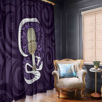 Purple New Zealand Eel Window Curtain Aotearoa Maori Tuna With Kotiate Weapon LT14 - Polynesian Pride