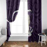 Purple New Zealand Eel Window Curtain Aotearoa Maori Tuna With Kotiate Weapon LT14 - Polynesian Pride