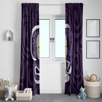 Purple New Zealand Eel Window Curtain Aotearoa Maori Tuna With Kotiate Weapon LT14 - Polynesian Pride