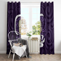 Purple New Zealand Eel Window Curtain Aotearoa Maori Tuna With Kotiate Weapon LT14 - Polynesian Pride
