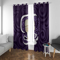 Purple New Zealand Eel Window Curtain Aotearoa Maori Tuna With Kotiate Weapon LT14 With Grommets Purple - Polynesian Pride