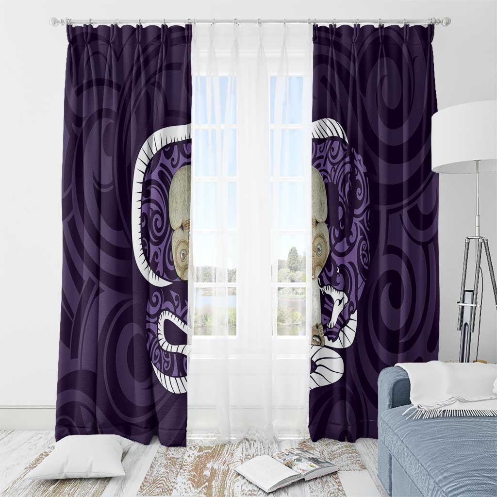 Purple New Zealand Eel Window Curtain Aotearoa Maori Tuna With Kotiate Weapon LT14 - Polynesian Pride