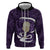 Purple New Zealand Eel Zip Hoodie Aotearoa Maori Tuna With Kotiate Weapon