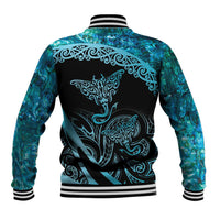 New Zealand Stingray Baseball Jacket Aotearoa Whai With Maori Paua Shell LT14 - Polynesian Pride
