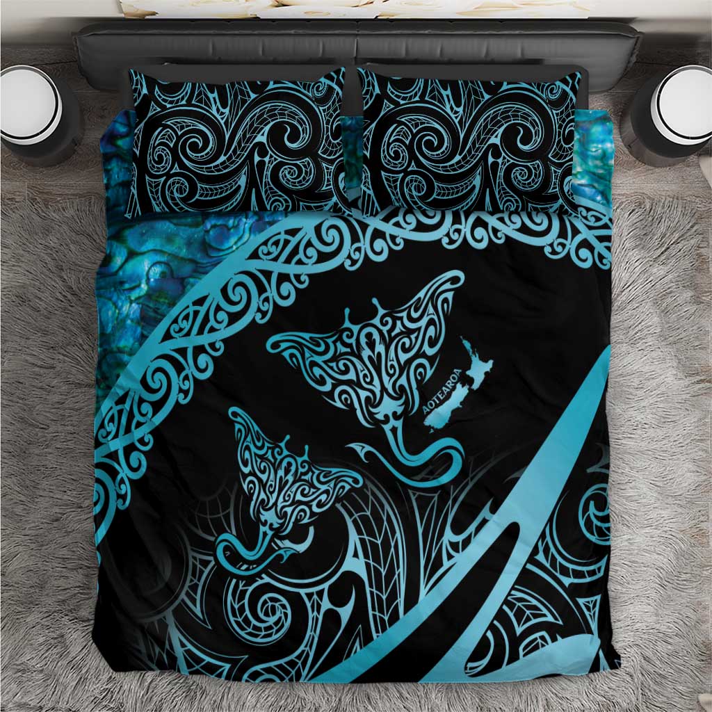 New Zealand Stingray Bedding Set Aotearoa Whai With Maori Paua Shell