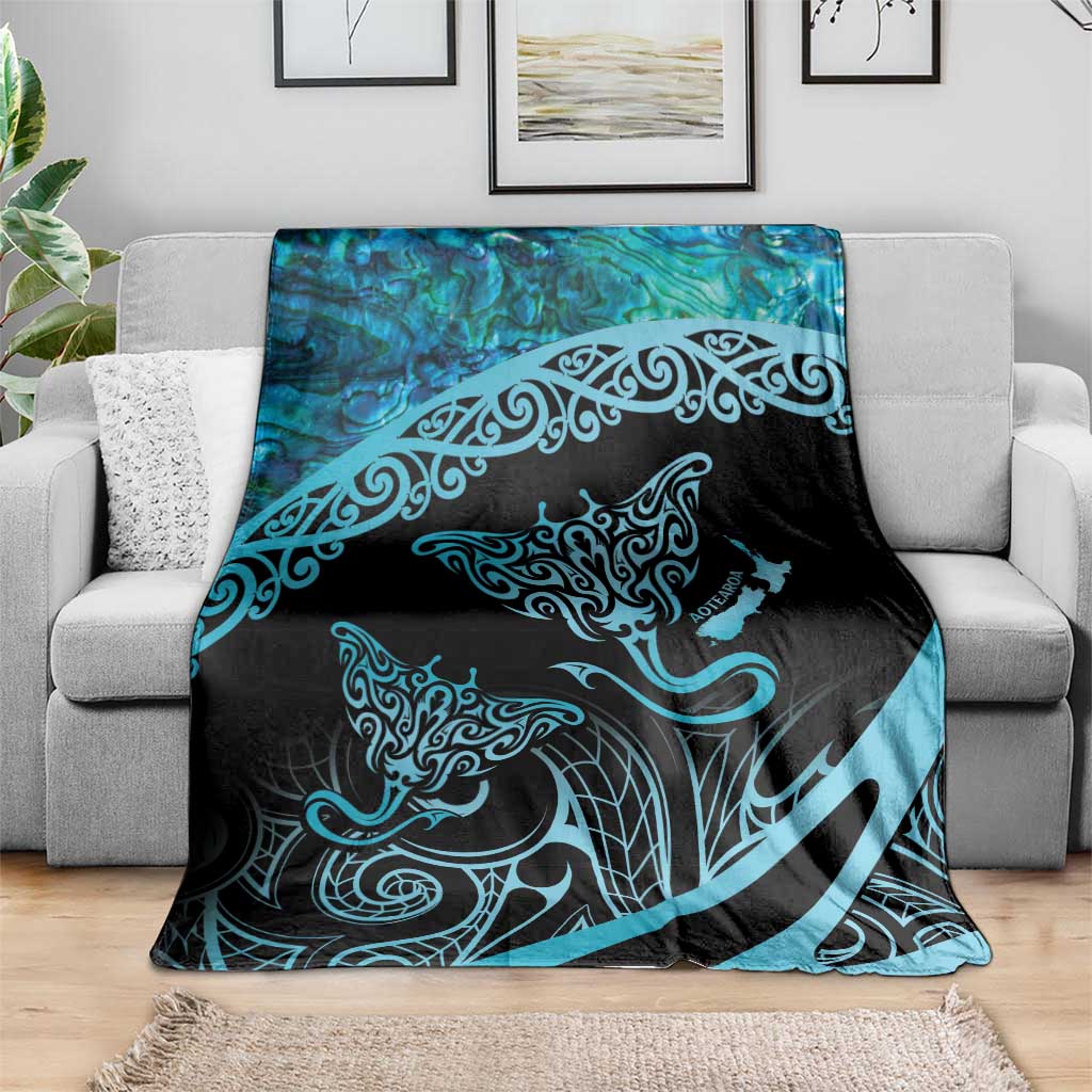 New Zealand Stingray Blanket Aotearoa Whai With Maori Paua Shell LT14 - Polynesian Pride