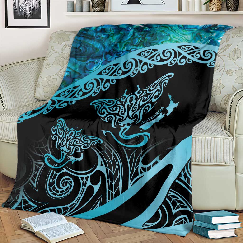 New Zealand Stingray Blanket Aotearoa Whai With Maori Paua Shell LT14 - Polynesian Pride