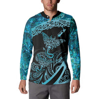 New Zealand Stingray Button Sweatshirt Aotearoa Whai With Maori Paua Shell LT14 - Polynesian Pride
