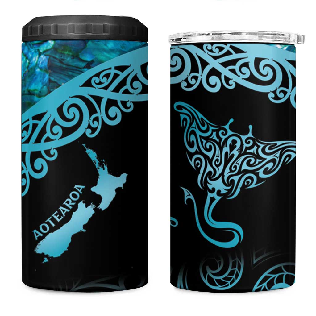 New Zealand Stingray Can Cooler Tumbler Aotearoa Whai With Maori Paua Shell