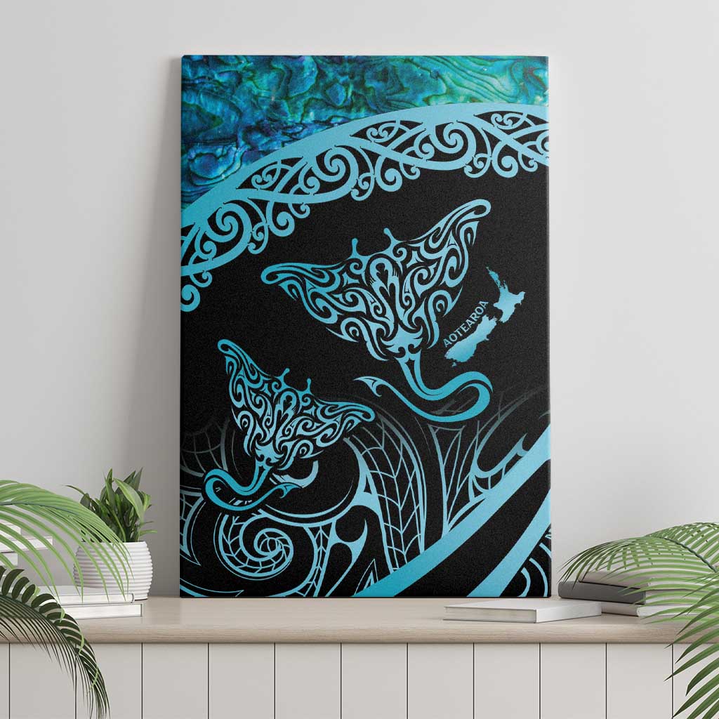 New Zealand Stingray Canvas Wall Art Aotearoa Whai With Maori Paua Shell LT14 - Polynesian Pride