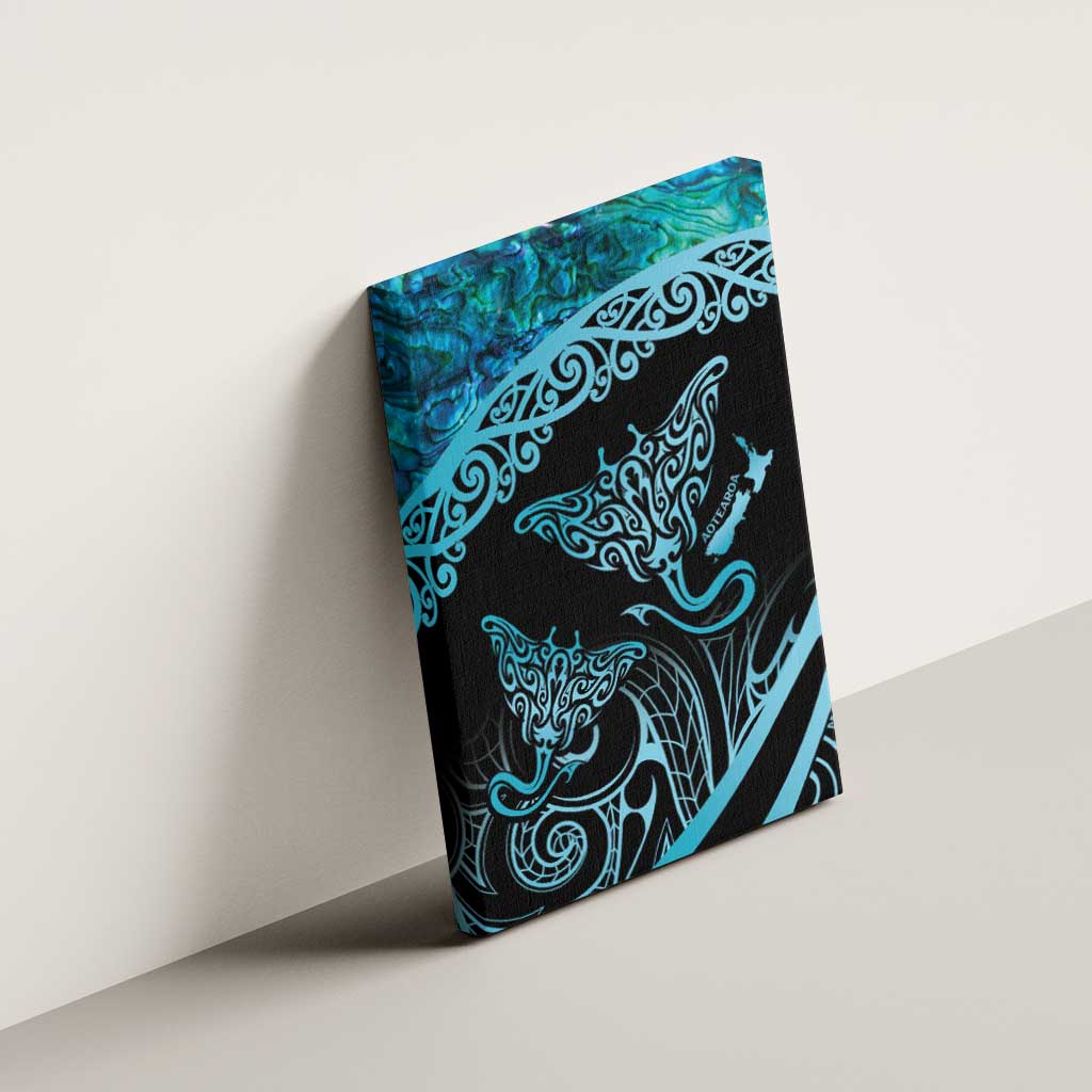 New Zealand Stingray Canvas Wall Art Aotearoa Whai With Maori Paua Shell LT14 - Polynesian Pride