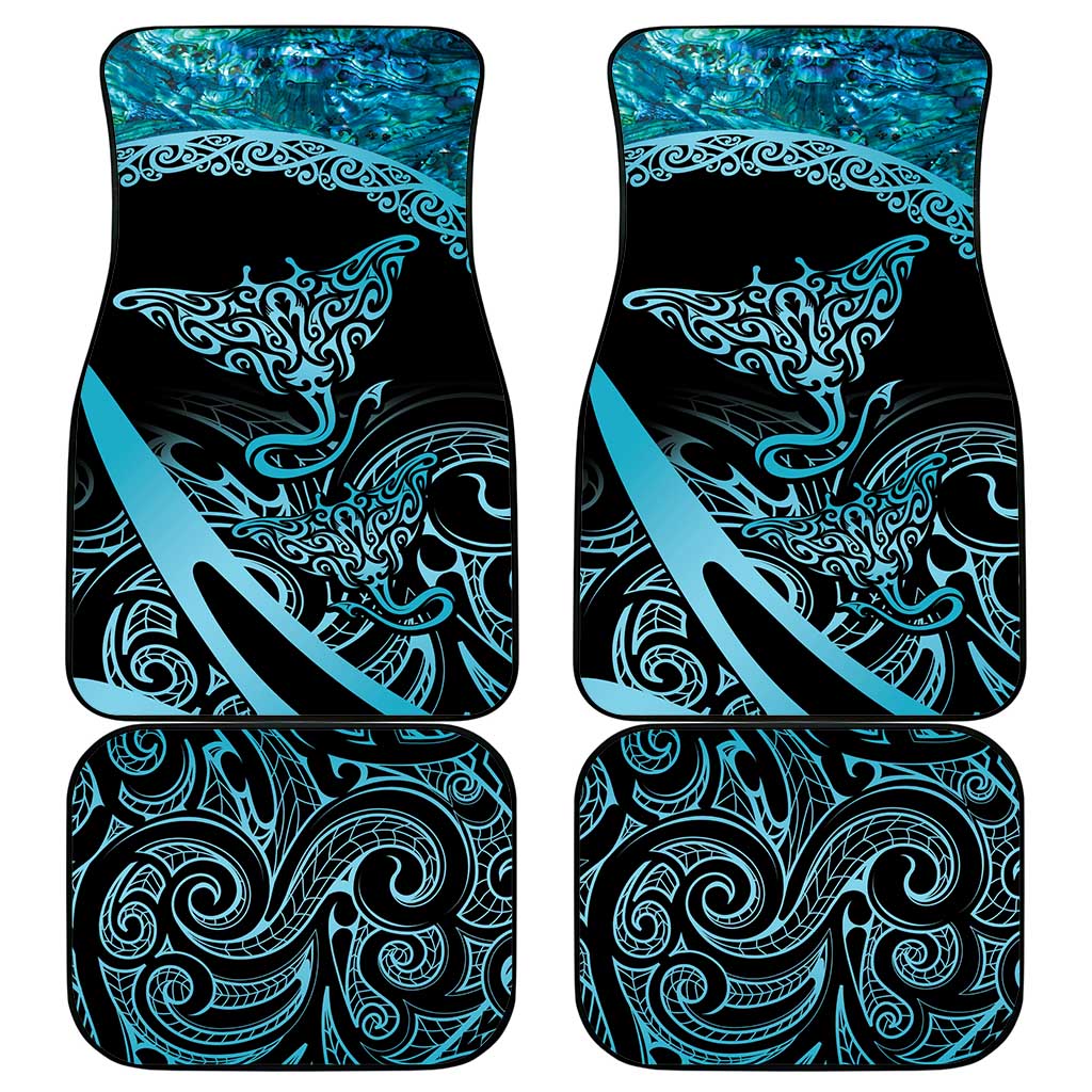 New Zealand Stingray Car Mats Aotearoa Whai With Maori Paua Shell LT14 - Polynesian Pride