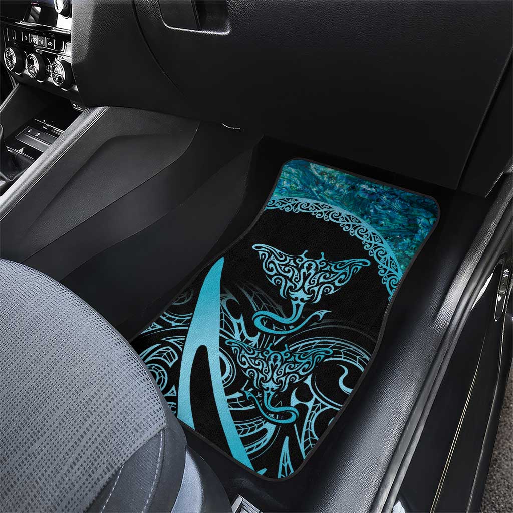 New Zealand Stingray Car Mats Aotearoa Whai With Maori Paua Shell LT14 - Polynesian Pride