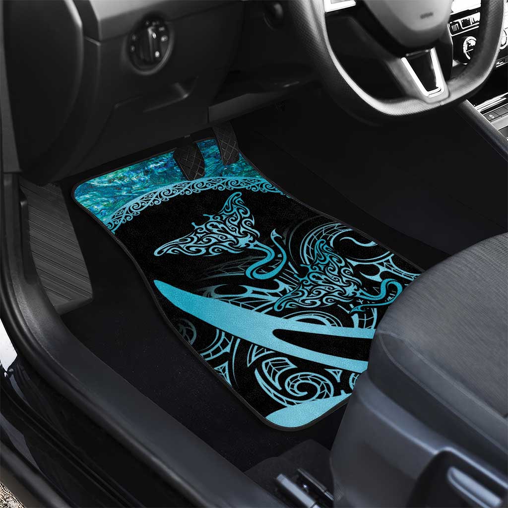 New Zealand Stingray Car Mats Aotearoa Whai With Maori Paua Shell LT14 - Polynesian Pride