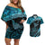 New Zealand Stingray Couples Matching Off Shoulder Short Dress and Hawaiian Shirt Aotearoa Whai With Maori Paua Shell