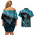 New Zealand Stingray Couples Matching Off Shoulder Short Dress and Hawaiian Shirt Aotearoa Whai With Maori Paua Shell