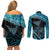 New Zealand Stingray Couples Matching Off Shoulder Short Dress and Long Sleeve Button Shirt Aotearoa Whai With Maori Paua Shell