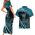 New Zealand Stingray Couples Matching Short Sleeve Bodycon Dress and Hawaiian Shirt Aotearoa Whai With Maori Paua Shell