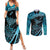 New Zealand Stingray Couples Matching Summer Maxi Dress and Long Sleeve Button Shirt Aotearoa Whai With Maori Paua Shell