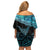 New Zealand Stingray Family Matching Off Shoulder Short Dress and Hawaiian Shirt Aotearoa Whai With Maori Paua Shell