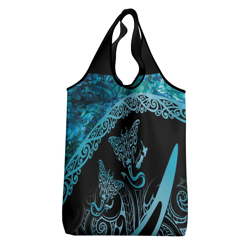 New Zealand Stingray Grocery Bag Aotearoa Whai With Maori Paua Shell LT14 - Polynesian Pride
