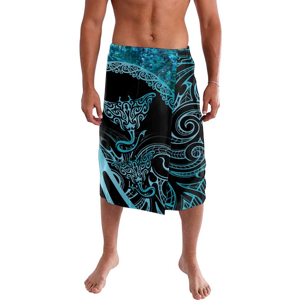 New Zealand Stingray Lavalava Aotearoa Whai With Maori Paua Shell LT14 Turquoise - Polynesian Pride