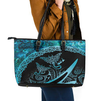 New Zealand Stingray Leather Tote Bag Aotearoa Whai With Maori Paua Shell LT14 - Polynesian Pride