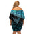 New Zealand Stingray Off Shoulder Short Dress Aotearoa Whai With Maori Paua Shell