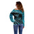 New Zealand Stingray Off Shoulder Sweater Aotearoa Whai With Maori Paua Shell