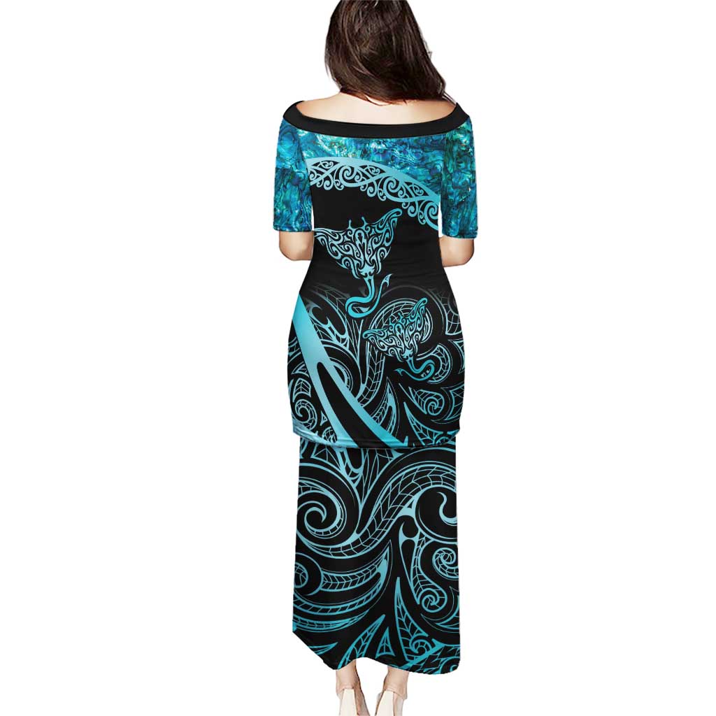 New Zealand Stingray Puletasi Aotearoa Whai With Maori Paua Shell LT14 - Polynesian Pride